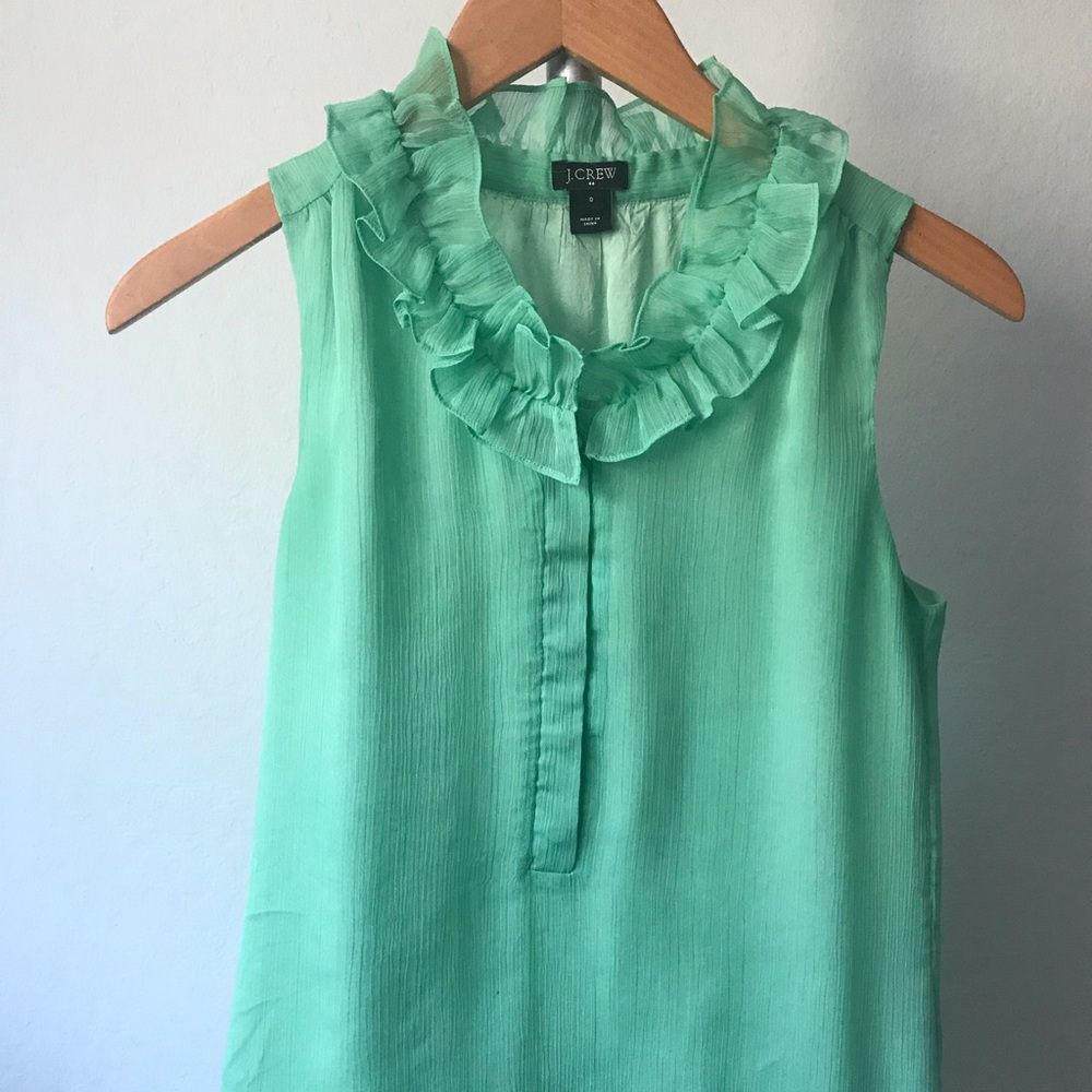 J. Crew sleeveless Blouse with Ruffle Collar